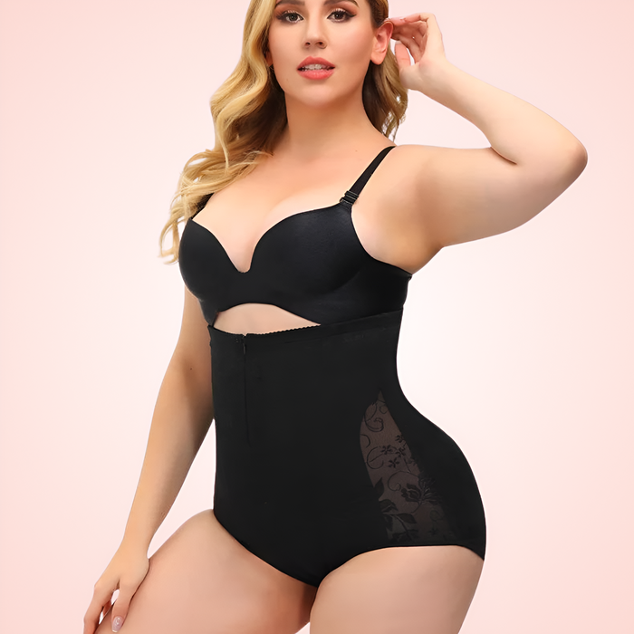 Front Zipper High Waist Trainer Shorts Shapewear
