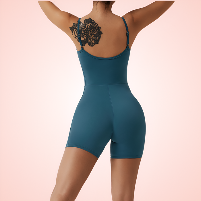Seamless Workout Shapewear Bodysuit with Adjustable Shoulder Straps