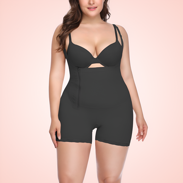 Plus Size Open Bust Front Zipper Shaping Bodysuit