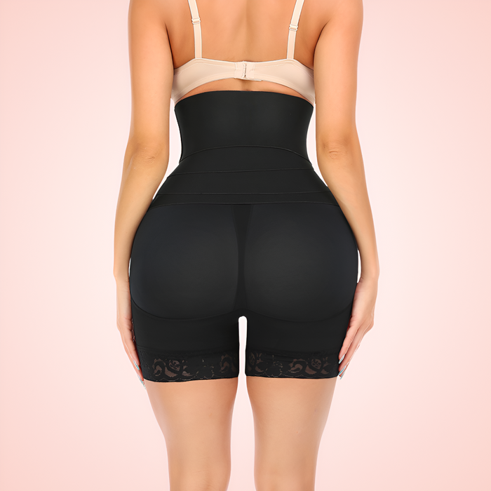 High Waist Trainer Compression Shorts with Detachable Belt