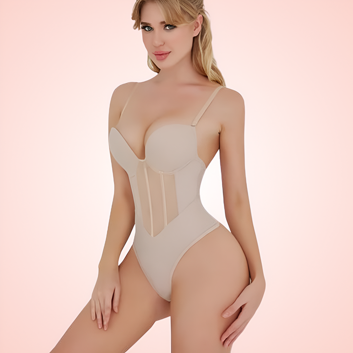 Low Back and Thong Shaping Bodysuit with Built In Bra