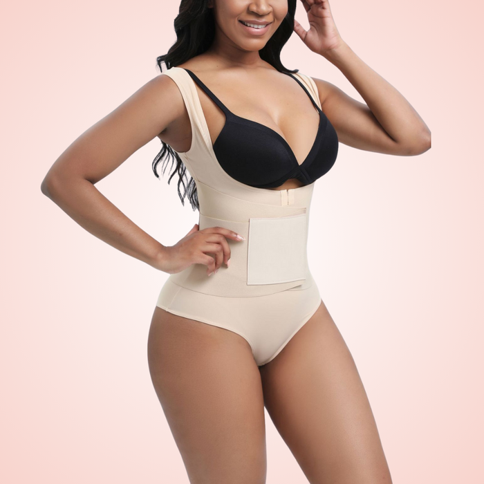 Open Bust Shaping Bodysuit with Velcro Compression Band